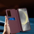Etui z klapką do Samsung Galaxy S25+ Plus, Smart View Wallet, bordowe