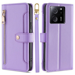 Etui z klapką do Xiaomi 13T / 13T Pro, Wallet Zipper Pocket, fioletowe