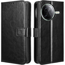 Etui z klapką do Xiaomi Poco F7 Pro, Crazy Horse Wallet, czarne