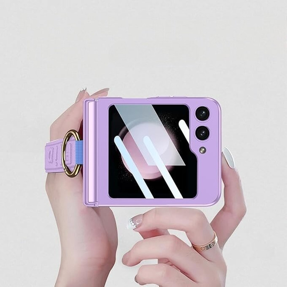 Etui GKK do Samsung Galaxy Z Flip7 FE / Z Flip6, Ring Holder, z paskiem, fioletowe
