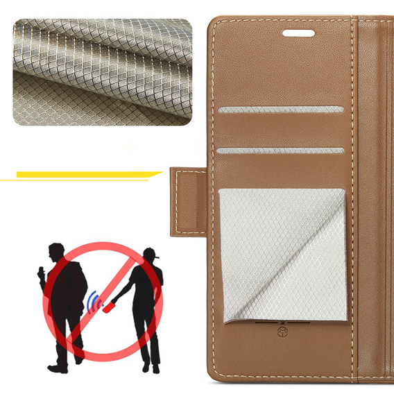 Etui z klapką CASEME do Samsung Galaxy Z Fold7 5G Litchi Wallet – brązowe