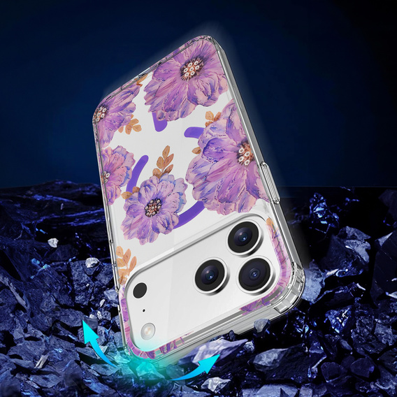 Etui do iPhone 17 Pro, Laser Flower, do MagSafe, Violet
