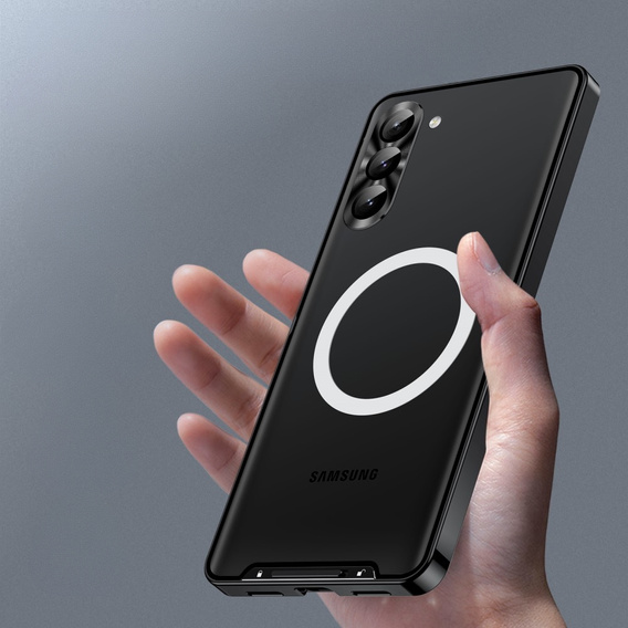 Etui z ochroną aparatu do Samsung Galaxy S23 Plus, CamShield MagSafe, przezroczyste / czarne