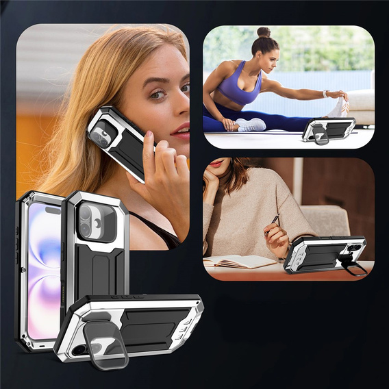 Etui pancerne do iPhone 17, R-JUST, srebrne