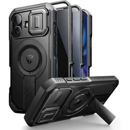 Etui pancerne do iPhone 16, Dexnor CamProtect MagSafe, z folią prywatyzującą, czarne (Dwie ramki)