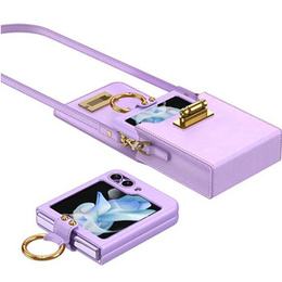 Etui do Samsung Galaxy Z Flip7 FE / Z Flip6, Finger Ring, z paskiem, fioletowe