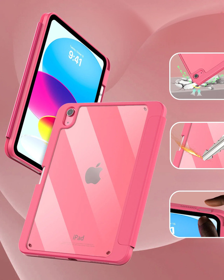Etui do iPad 11" 2025 A16 (11 gen.) / iPad 10.9" 2022 (10 gen.), Smartcase Hybrid, z miejscem na rysik, różowe