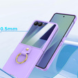 Etui Ring Holder do Samsung Galaxy Z Flip7 5G, ze szkłem na ekran zewnętrzny, fioletowe