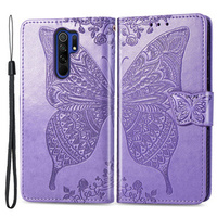 Etui z klapką do Xiaomi Redmi 9, Butterfly, fioletowe