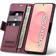 Etui do Samsung Galaxy S25, ERBORD Glossy Litchi, portfel z klapką, czerwone