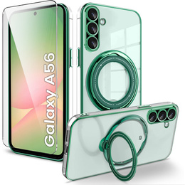 Etui Magnetyczne do Samsung Galaxy A56 5G, do MagSafe, zielone + Szkło 9H