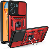 Zestaw Etui pancerne do Xiaomi Redmi 13C / Poco C65, CamShield Slide, Czerwone + szkło