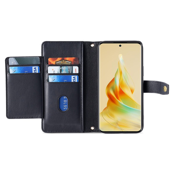 Etui z klapką do Oppo A78 4G, Wallet Zipper Pocket, czarne