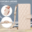 Etui z klapką do Motorola Edge 70, Rhombus Crossbody Leather, beżowe