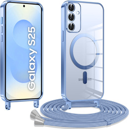 Etui do Samsung Galaxy S25, Electro MagSafe, niebieskie + Smycz