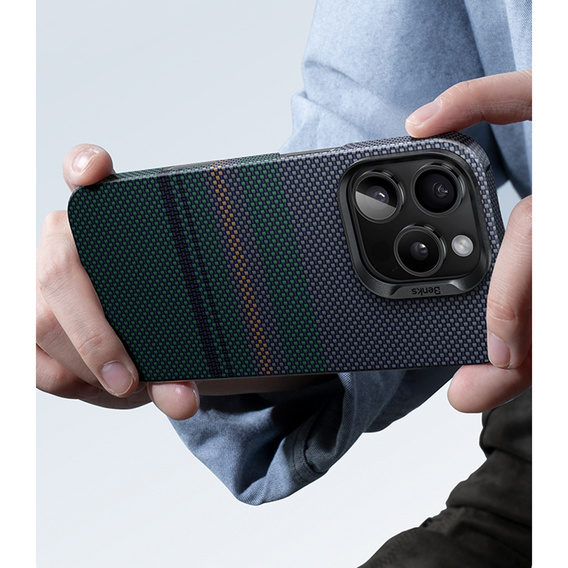 Etui BENKS Kevlar do iPhone 16 Pro, Magnetic Armor Air Aurora 600D SA65, do MagSafe, zielone