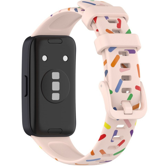 Pasek Silikonowy do Huawei Band 8 / Huawei Band 9 / Huawei Band 10, Różowy / Wielokolorowy