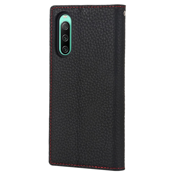 Etui z klapką do Sony Xperia 10 IV 5G, Case Litchi Skin Grain, czarne