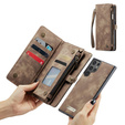Etui CASEME do Samsung Galaxy S25 Ultra, Retro Leather Wallet, z paskiem, brązowe