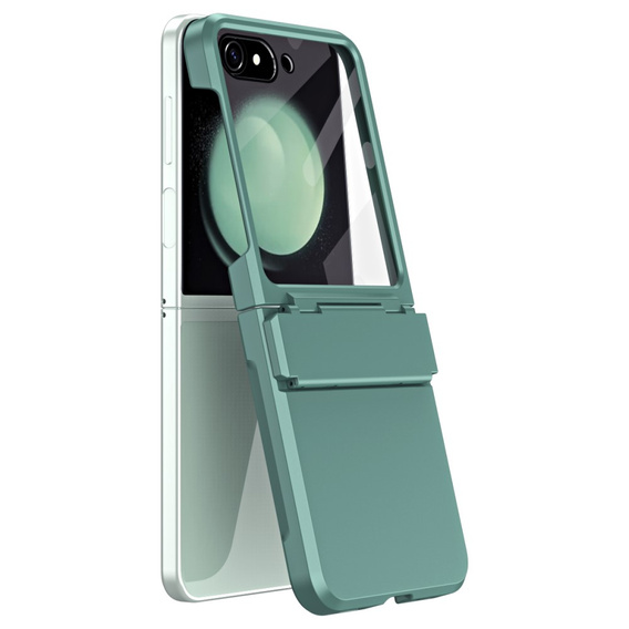 Etui do Samsung Galaxy Z Flip7 FE / Z Flip6, PC Case, ze szkłem, zielone