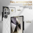 Etui do Samsung Galaxy S25 Ultra z paskiem na nadgarstek, kieszonkami i funkcją podstawki – białe