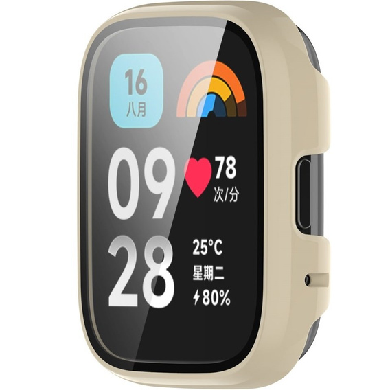 2w1 Etui + Szkło Hartowane do Xiaomi Redmi Watch 3 Active, Beżowy
