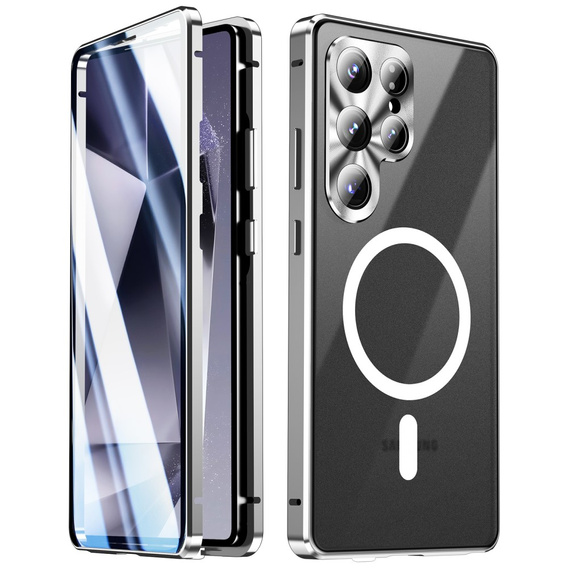 Etui Magnetic Dual Glass MagSafe do Samsung Galaxy S25 Ultra, srebrne