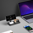 Bezprzewodowa ładowarka indukcyjna do MagSafe 3w1 15W, czarna