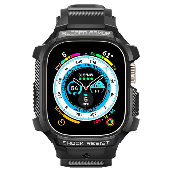 Pasek z etui Spigen do Apple Watch Ultra 1/2/3 49mm, Rugged Armor Pro, Czarny