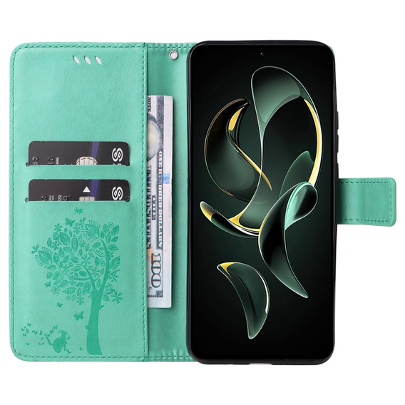 Etui z klapką do Xiaomi 13T / 13T Pro, Butterfly, zielone