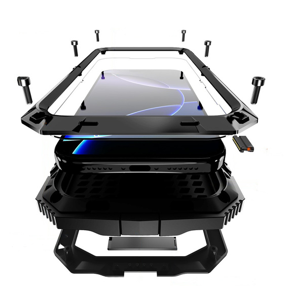 Etui R-JUST do iPhone 17 Pro Max z wbudowaną ochroną ekranu - czarne