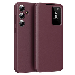 Etui z klapką do Samsung Galaxy S24 FE, Smart View Wallet, bordowe