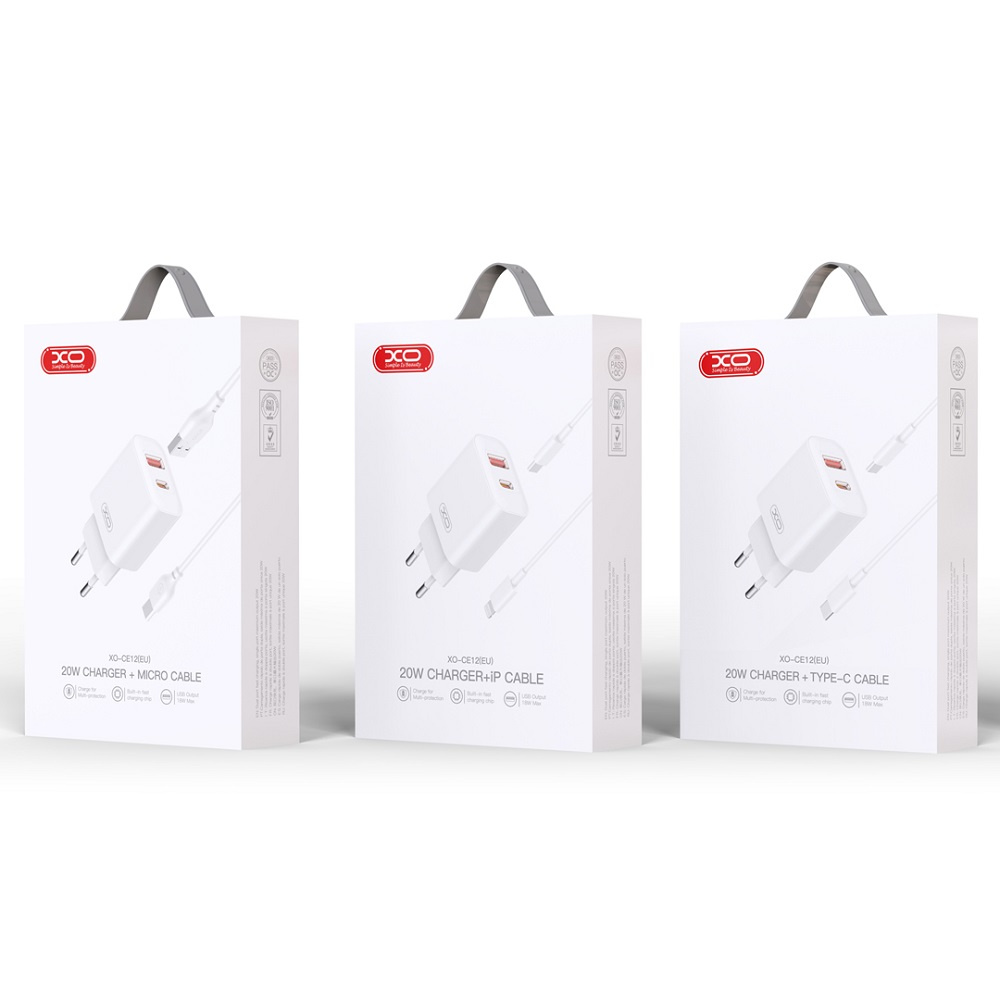 XO CE12 ładowarka 20W – solidna i estetyczna obudowa w białym kolorze