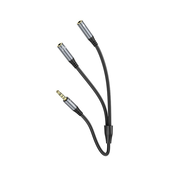 Hoco UPA21 Kabel AUX 2w1 Jack 3,5 mm (męski) do 2 × Jack 3,5 mm (żeński) 0,25 m -  szary