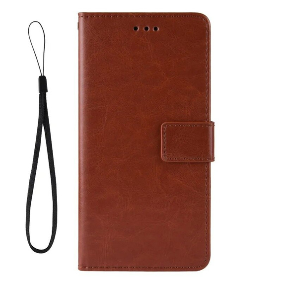 Etui z klapką do Xiaomi Poco F6 Pro, Crazy Horse Wallet, brązowe