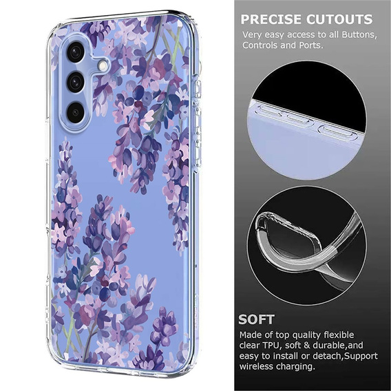 Etui do Samsung Galaxy S25 FE z motywem kwiatowym – fioletowe