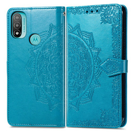 Etui z klapką do Motorola Moto E20/E30/E40, Mandala, niebieskie
