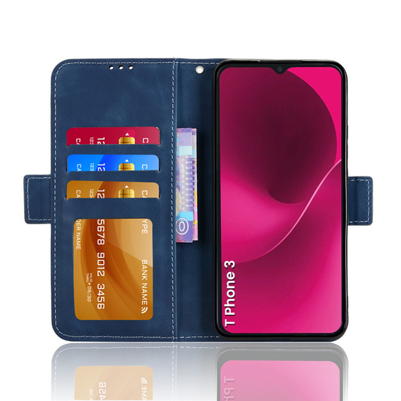 Etui z klapką do T Phone 3 5G, Card Slot, granatowe