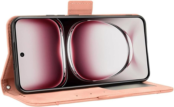 Etui z klapką do Oppo Reno 12 Pro, Card Slot, różowe