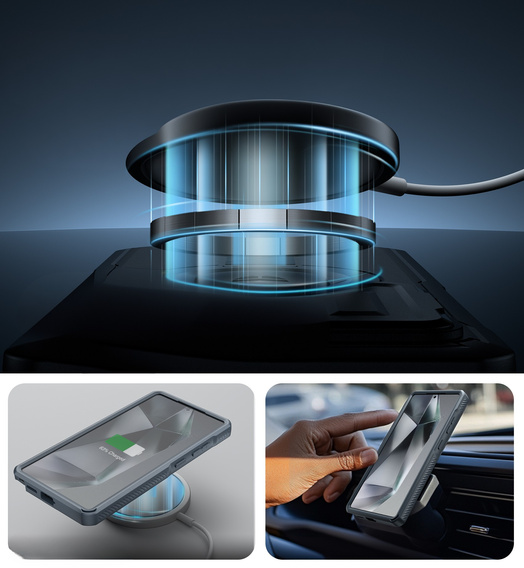 Etui pancerne do Samsung Galaxy S25 Ultra, Dexnor CamProtect MagSafe, niebieskie (Dwie ramki)