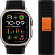 Pasek Nylonowy do Apple Watch 1/2/3/4/5/6/7/8/9/10/11/SE Ultra 1/2/3 42/44/45/46/49mm, Czarny / Pomarańczowy