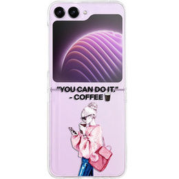 Etui do Samsung Galaxy Z Flip 5 5G, Hard Case, Kobieta z kawą