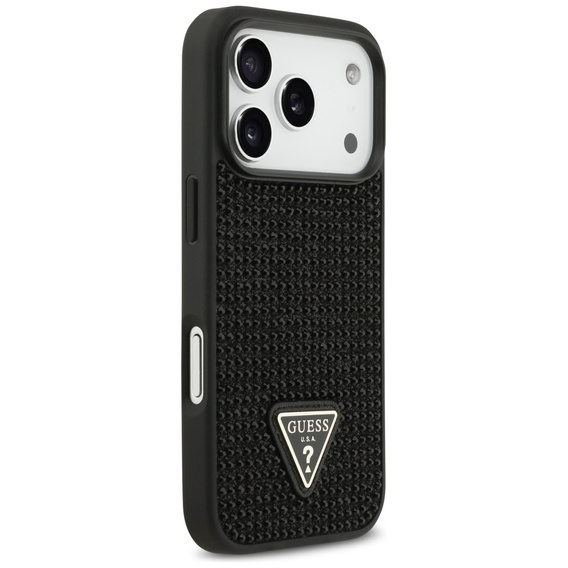 Etui GUESS do iPhone 17 Pro, Rhinestone Triangle Logo, czarne