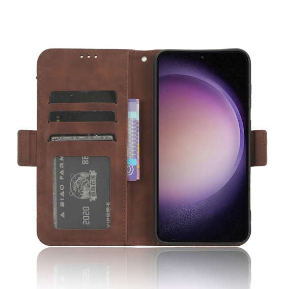 Etui z klapką do Samsung Galaxy S23 FE, Card Slot, brązowe