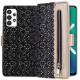 Etui z klapką do Samsung Galaxy A33 5G, Wallet Pocket Zipper Lace, czarne