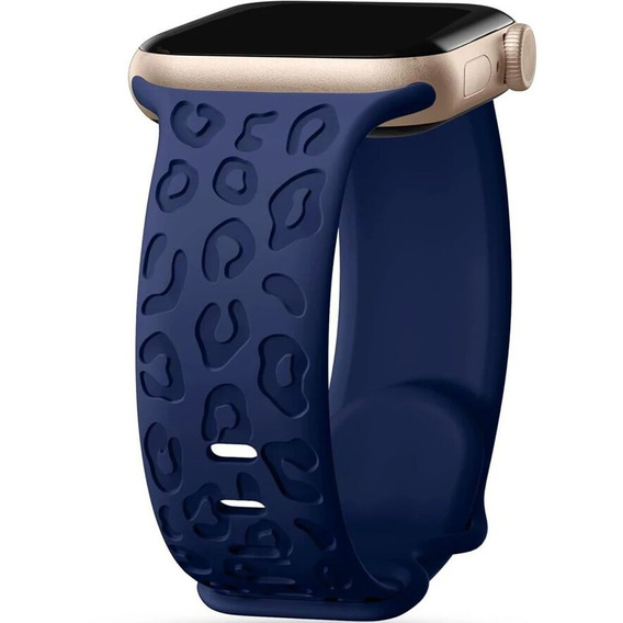 Pasek Silikonowy do Apple Watch 1/2/3/4/5/6/7/8/9/10/11/SE Ultra 1/2/3 42/44/45/46/49mm, Leopard, Granatowy
