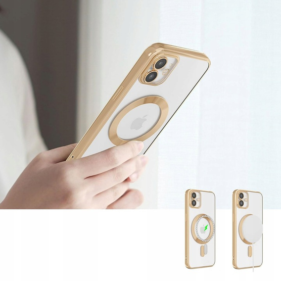 Etui do iPhone 11, Electro MagSafe, złote + Szkło na ekran
