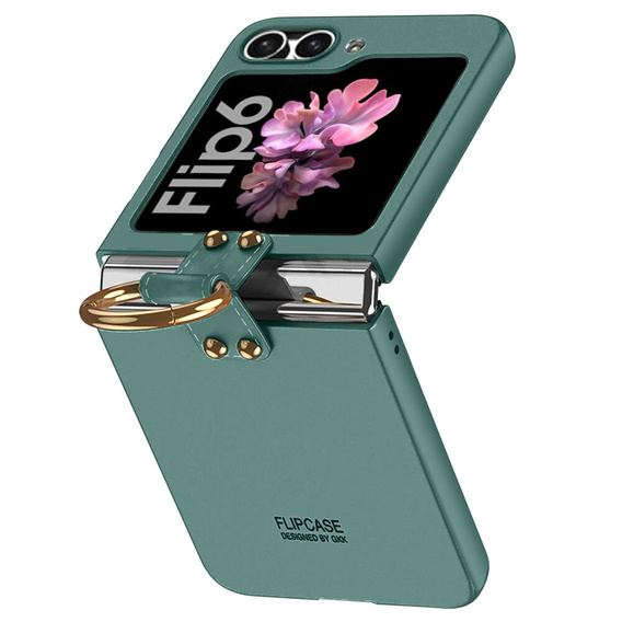 Etui GKK Ring Holder do Samsung Galaxy Z Flip7 FE / Z Flip6, zielone