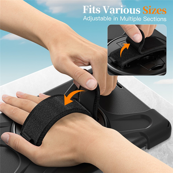 Pancerne etui do Lenovo Tab One, z podstawką i paskiem na ramię – czarne