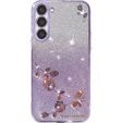 Etui do Samsung Galaxy S23+ Plus, Glitter Flower, fioletowe